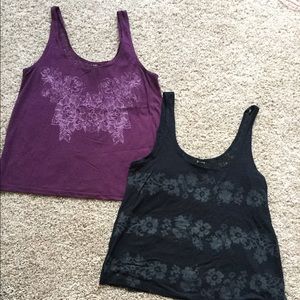 American Eagle Black & Purple Tank Top Set